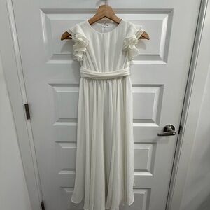 Elegant White Ruffle Flower Girl Dress